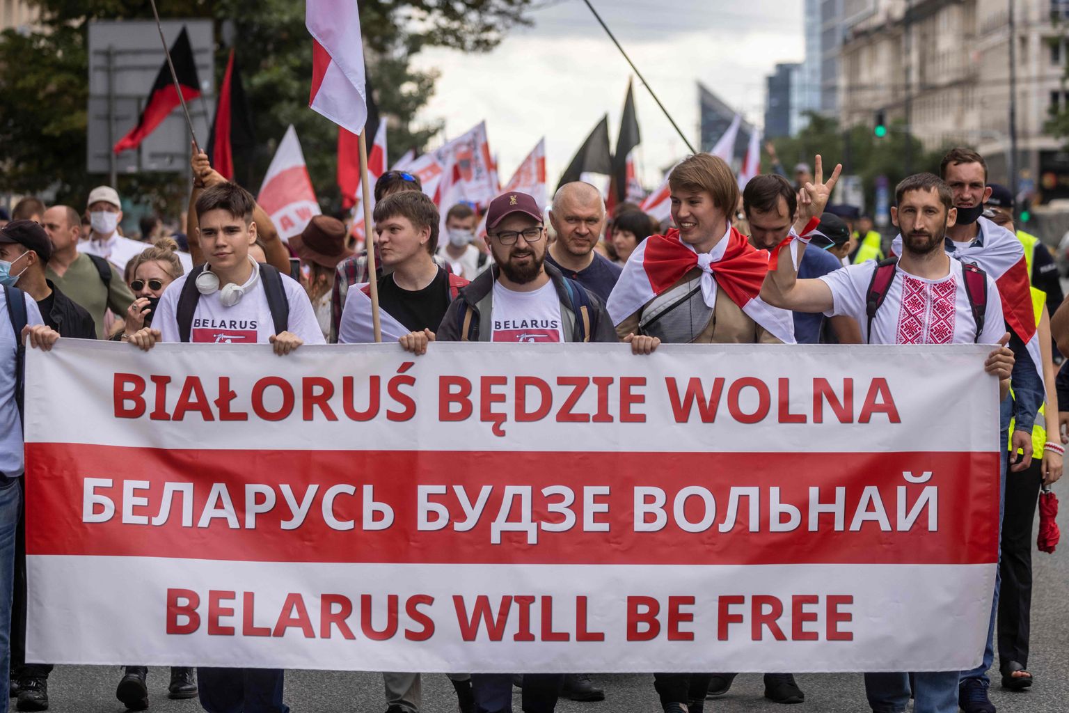 Акция белорусской диаспоры в Варшаве, 8.08.2021