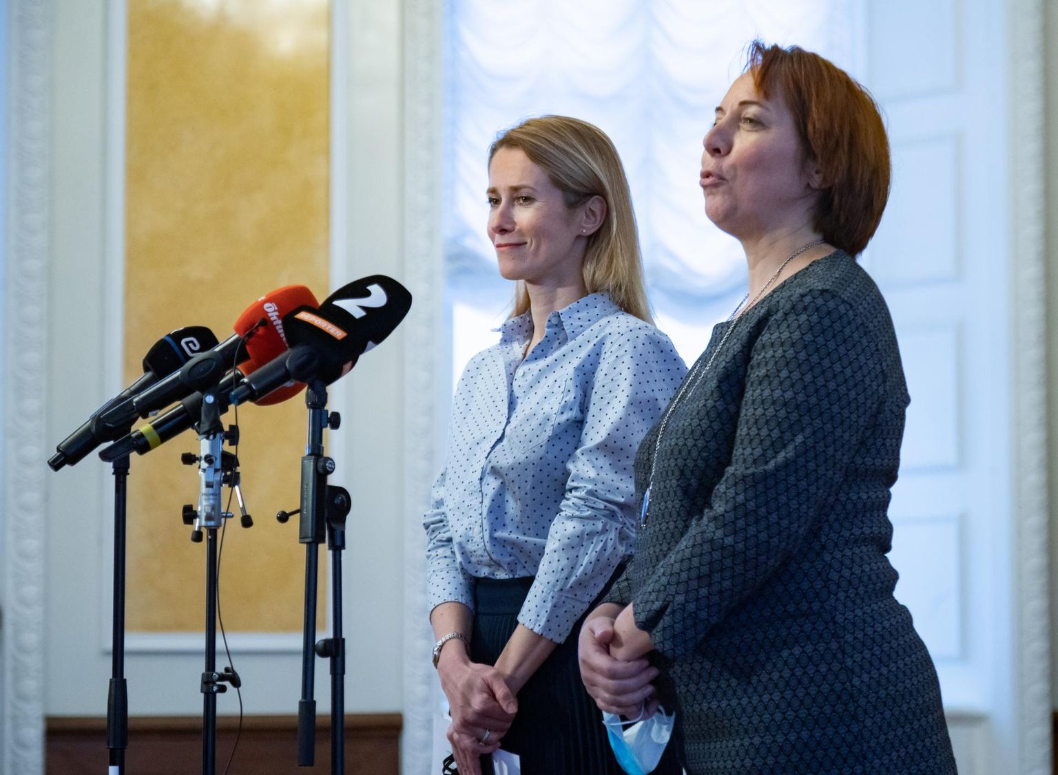Kaja Kallas ja Mailis Reps jagasid kommentaare koalitsioonikõneluste hetkeseisust. 