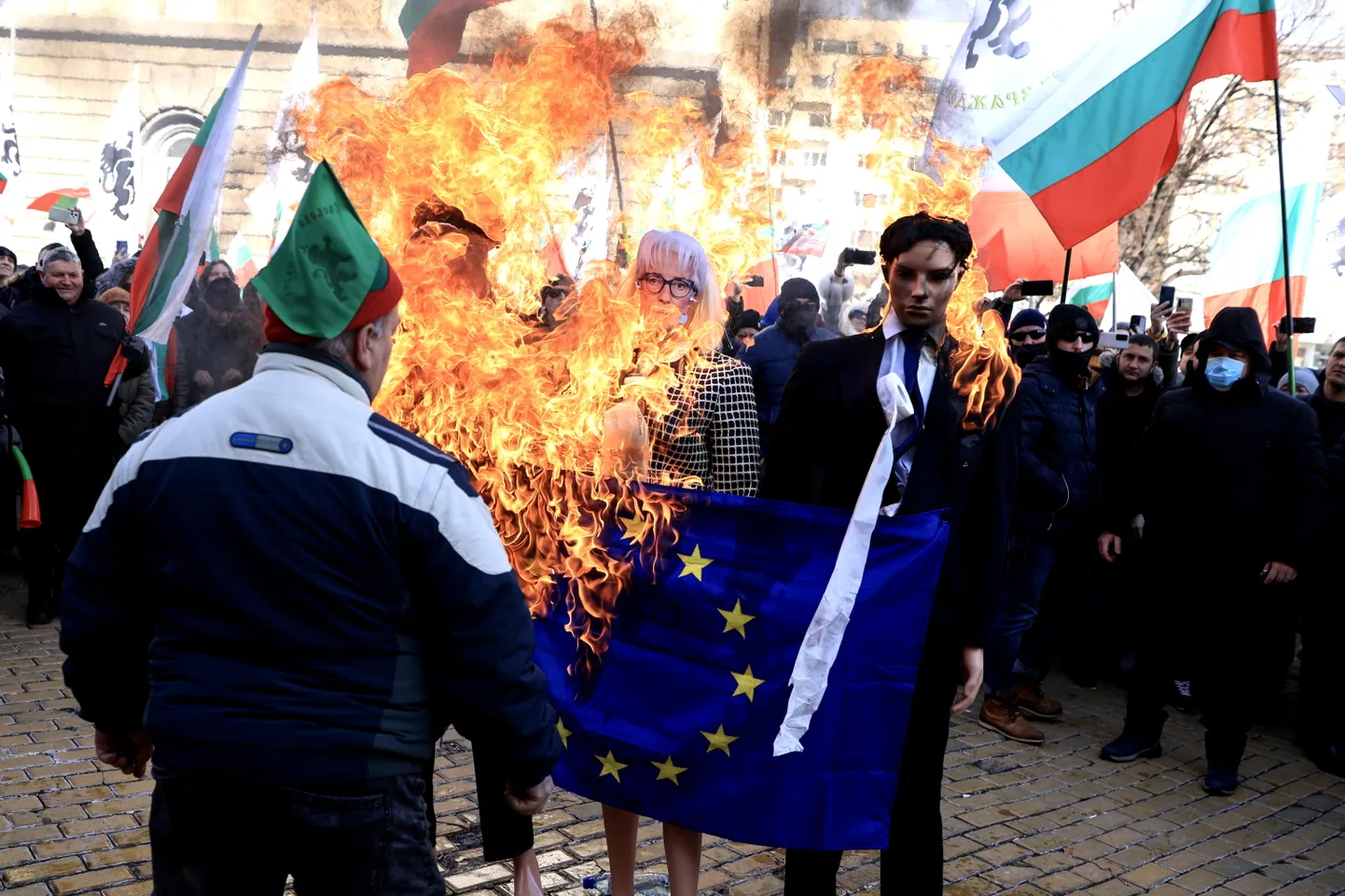 Eurovastane meeleavaldus Bulgaaria keskpanga ees. 22. veebruar 2025.