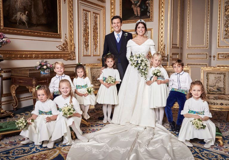 Printsess Eugenie ja ta mees Jack Brooksbank pulmafotol. See paar abiellus 12. oktoobril 2018