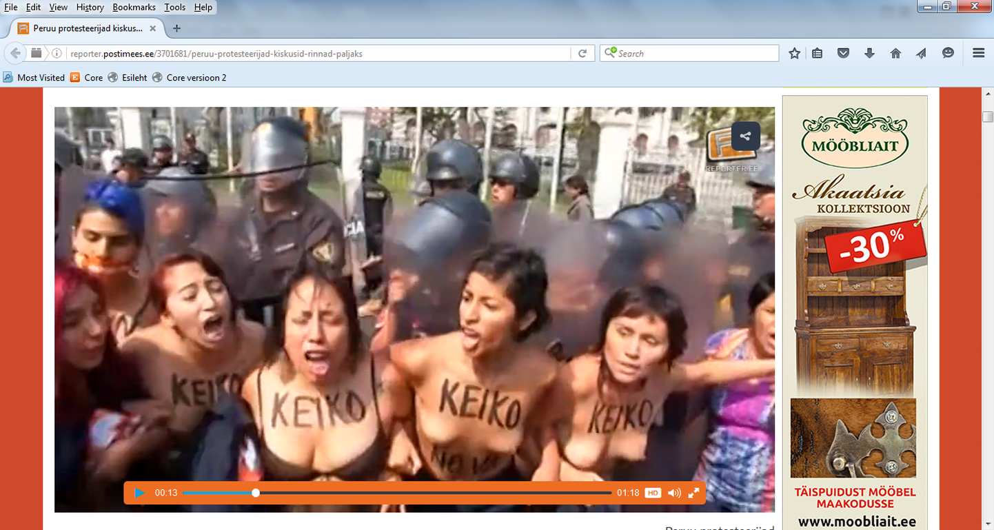Peruus protesteerivad naised võtavad oma rinnad paljaks