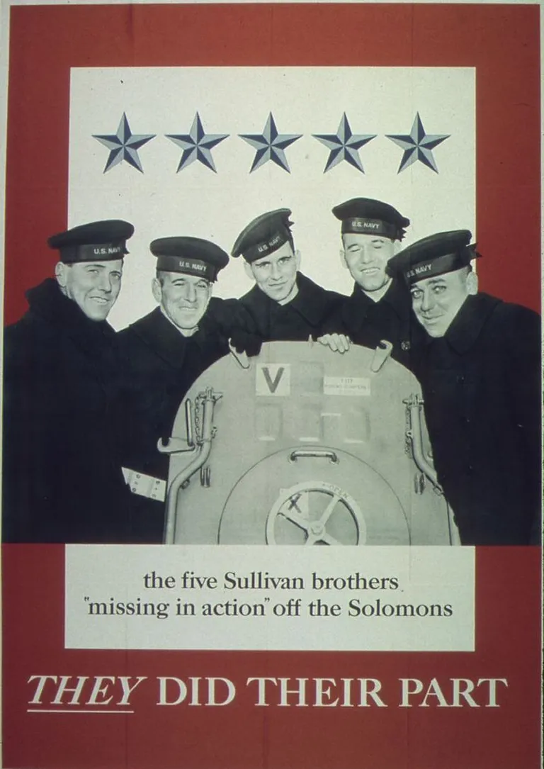 USA Teise maailmasõja aegne propagandaposter, millel on vennad Sullivanid
