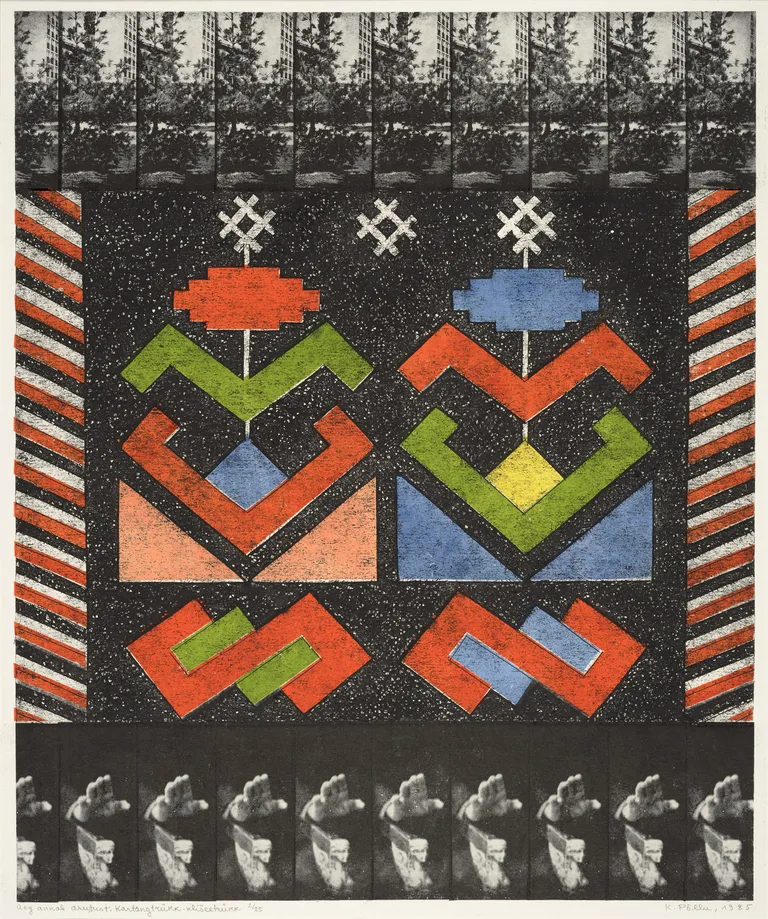 Kaljo Põllu. Aeg annab arutust. 1985. Kartong-klišeetrükk, paber.