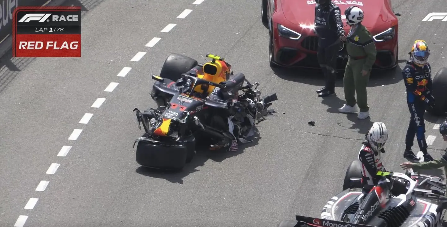 Sergio Perezi auto pärast avariid.