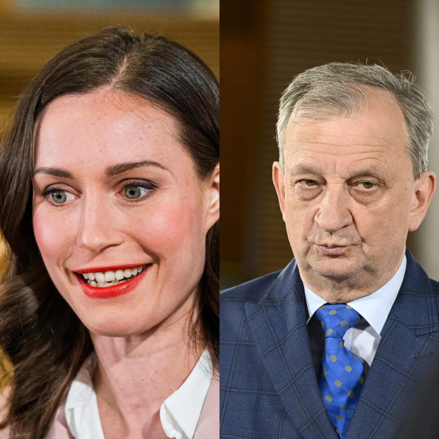 Soome endine peaminister Sanna Marin (vasakul), Soome ärimees ja poliitik Harry Harkimo (paremal)