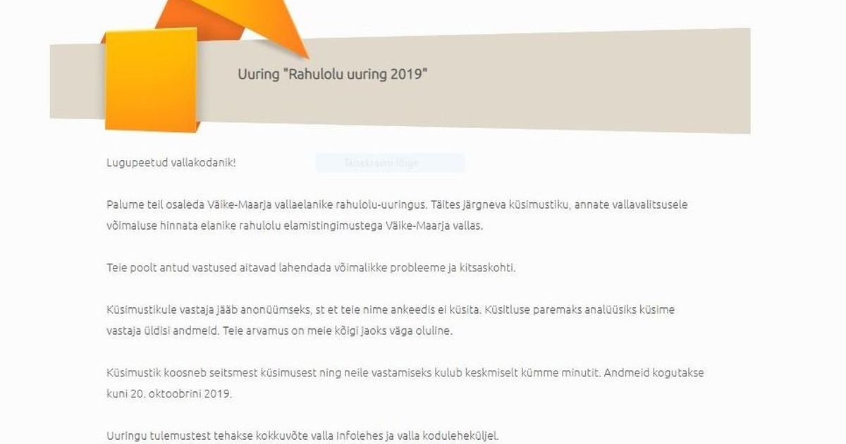 Väike-Maarja vald soovib elanike tagasisidet