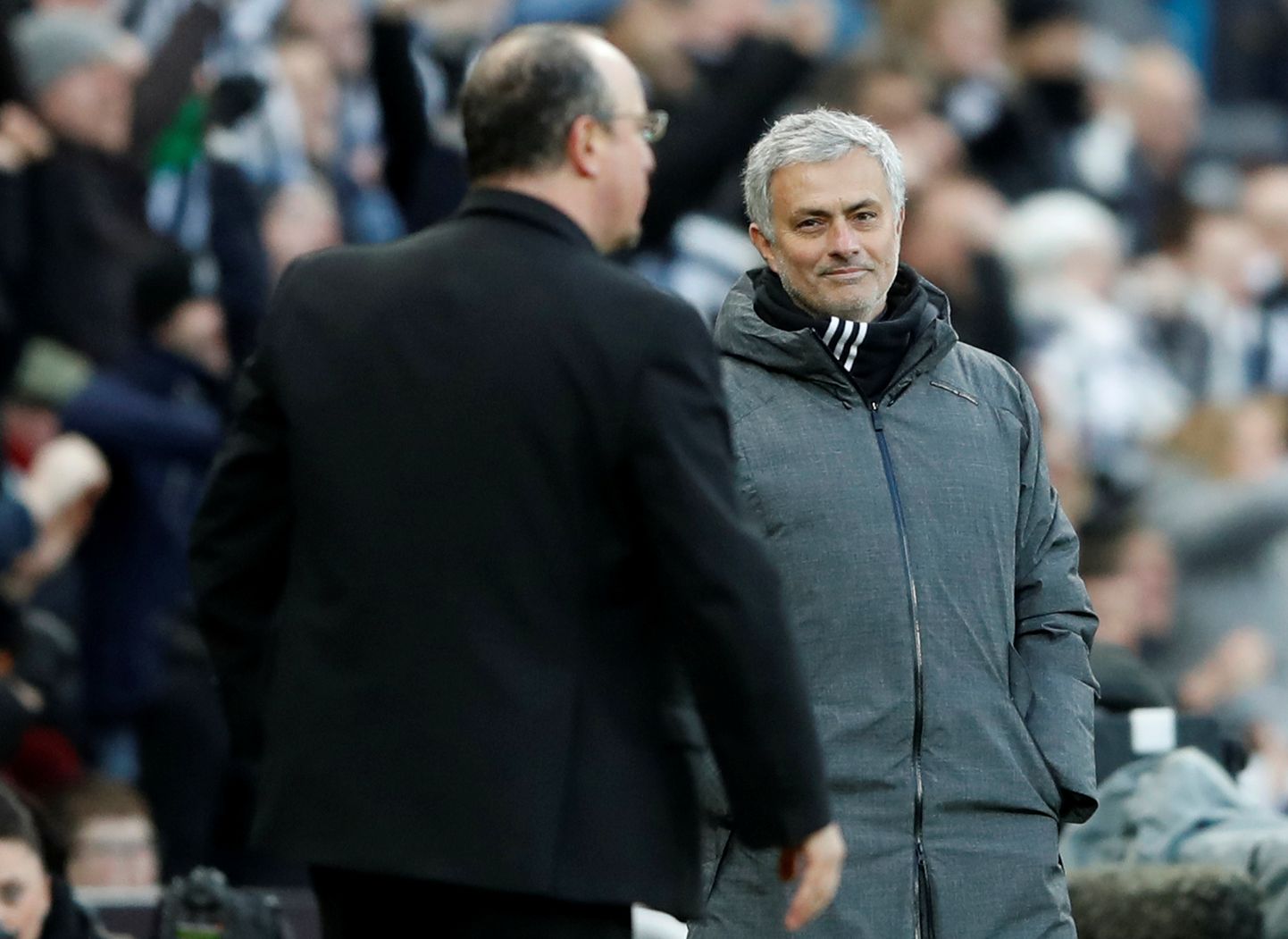 Manchester Unitedi peatreener Jose Mourinho salakaval muie pärast lõpuvile.