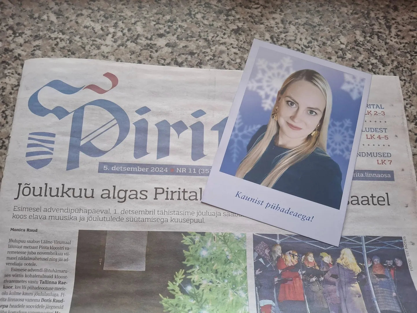 Районная газета Пирита и новогодняя открытка Дорис Раудсепп.