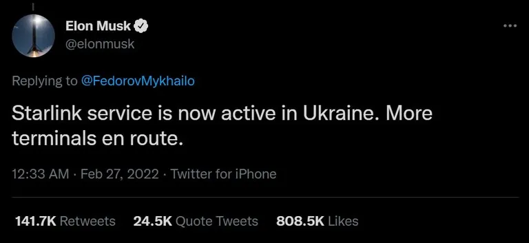 Elon Muski vastus Twitteris.
