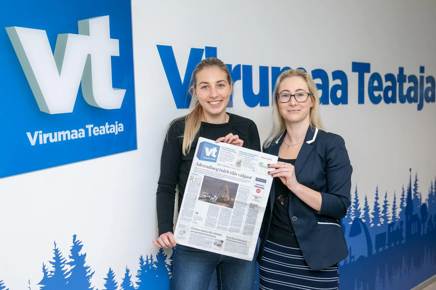 Virumaa Teataja peatoimetaja kohusetäitja Kristi Ehrlichi (paremal) töövarjuks oli Postimees Grupi koolitusjuht Kristi Raudlepp.