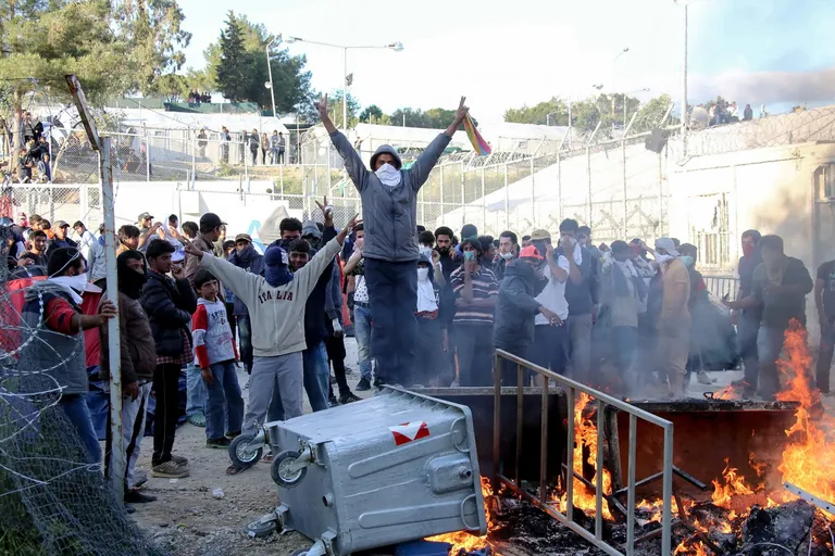 Meeleavaldused Moria laagris. Foto: Scanpix