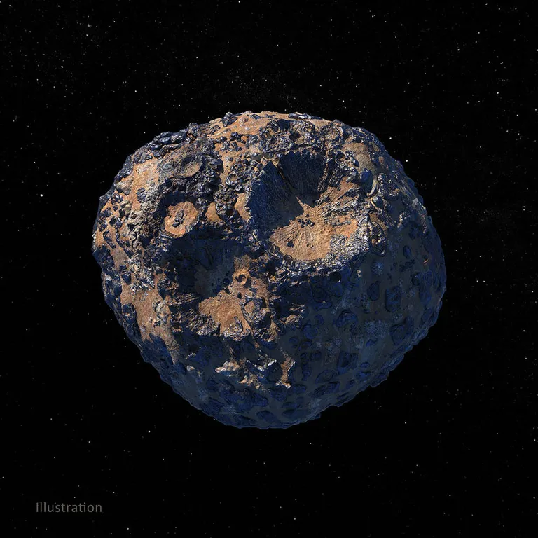 Kartuli-kujuline asterodi Psyche, mille läbimõõt on ligikaudne vahemaale, mis jääb Tallinna ja Narva vahele ning väärtus suurem, kui kogu Maa sisemajanduse koguprodukt. Illustratsioon on valminud NASAs.