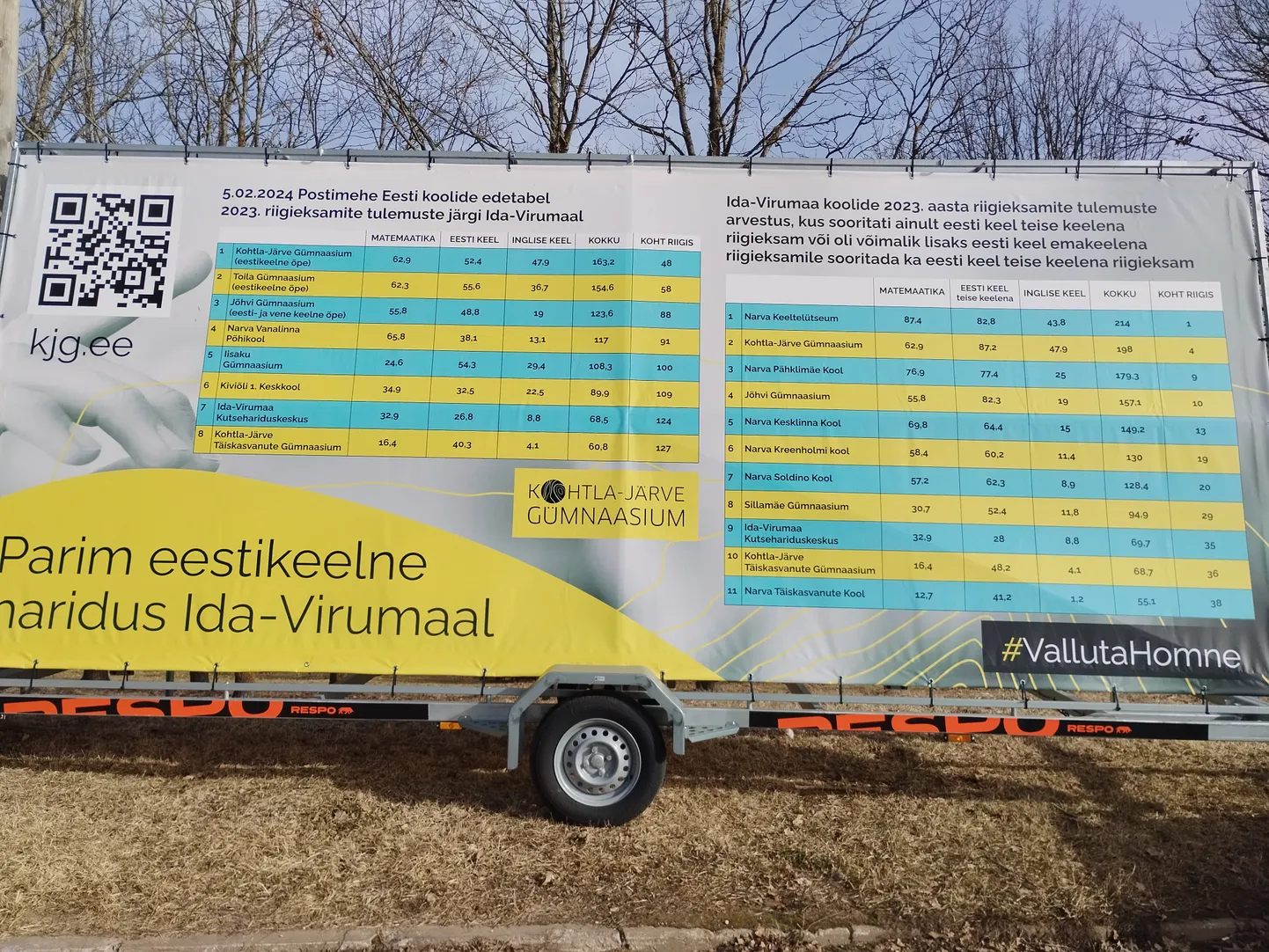 Selline reklaam tervitas esmaspäeva hommikul koolipäeva algul Toila gümnaasiumi saabunud õpilasi ja õpetajaid.