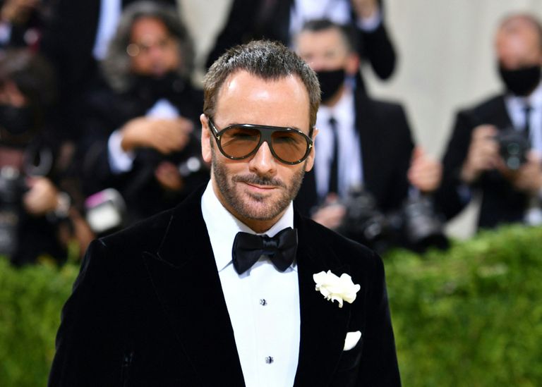 US fashion designer Tom Ford arrives for the 2021 Met Gala at the Metropolitan Museum of Art on September 13, 2021 in New York. - This year's Met Gala has a distinctively youthful imprint, hosted by singer Billie Eilish, actor Timothee Chalamet, poet Amanda Gorman and tennis star Naomi Osaka, none of them older than 25. The 2021 theme is "In America: A Lexicon of Fashion." (Photo by ANGELA WEISS / AFP)