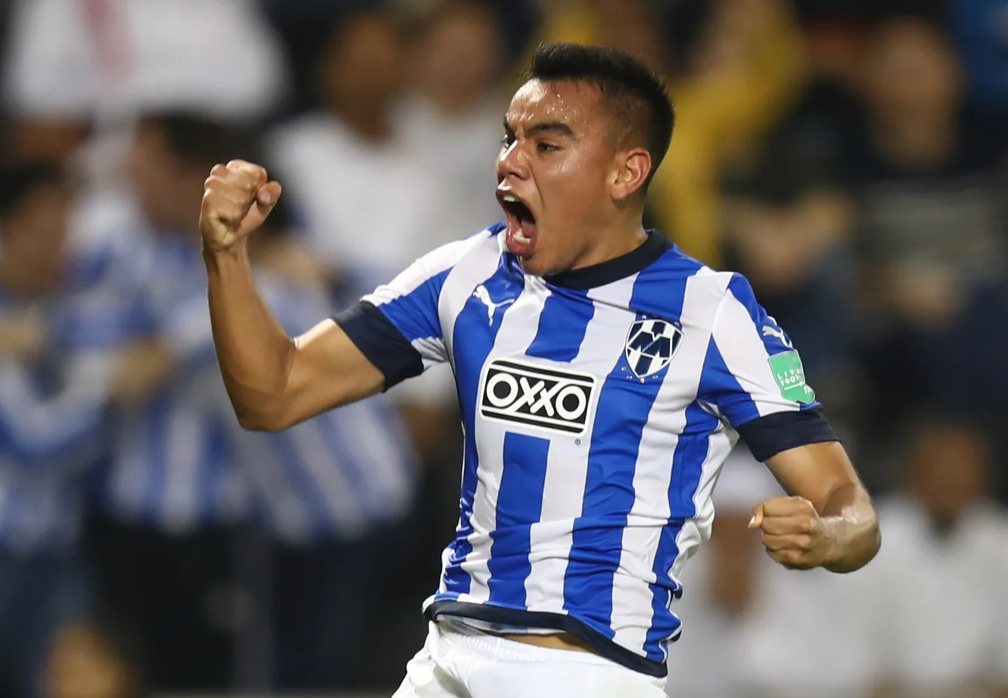 Monterrey mees Carlos Rodriguez kolmandat väravat tähistamas.