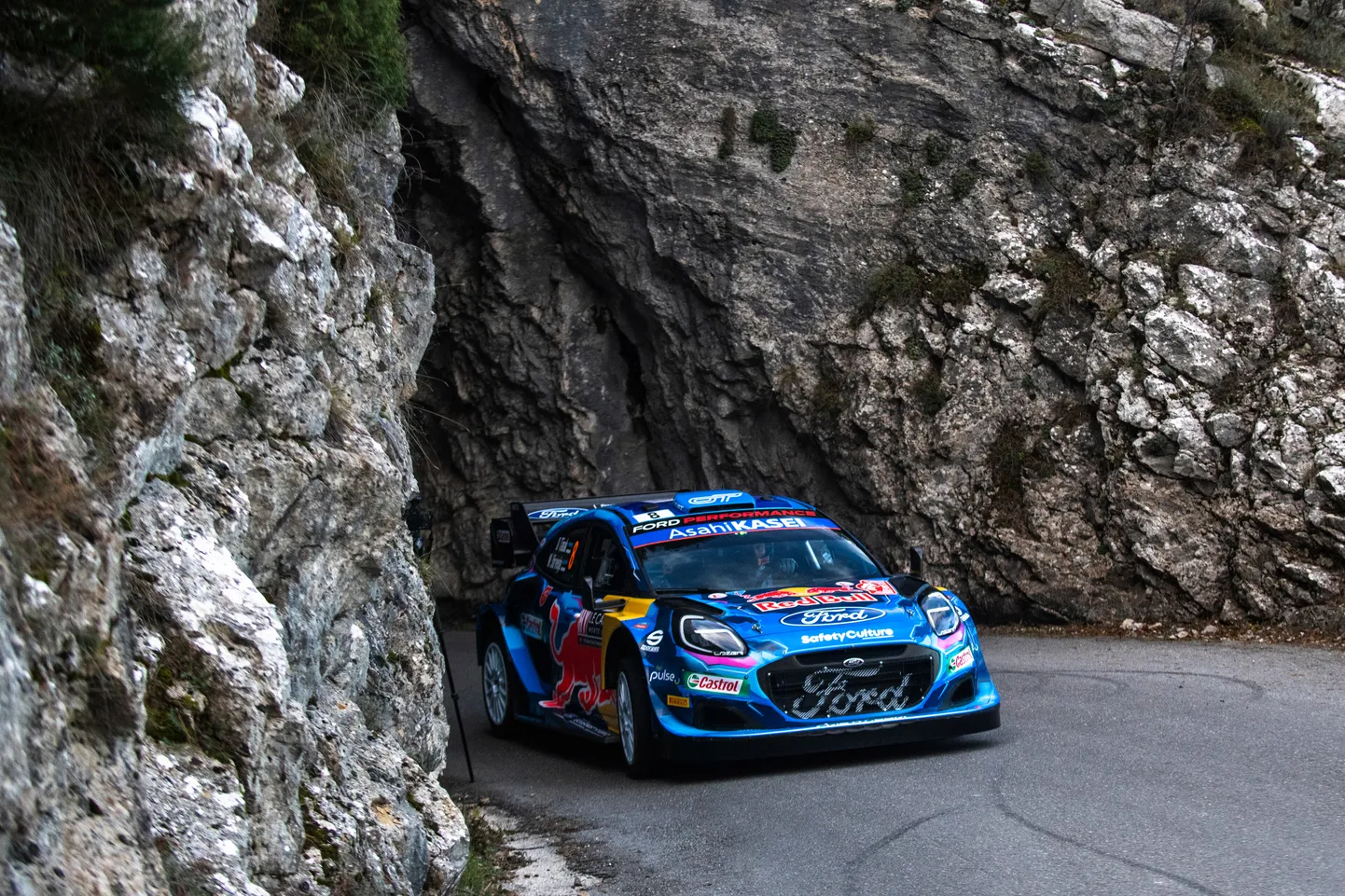 Ott Tänak ja Martin Järveoja Monte Carlo ralli testikatsel.