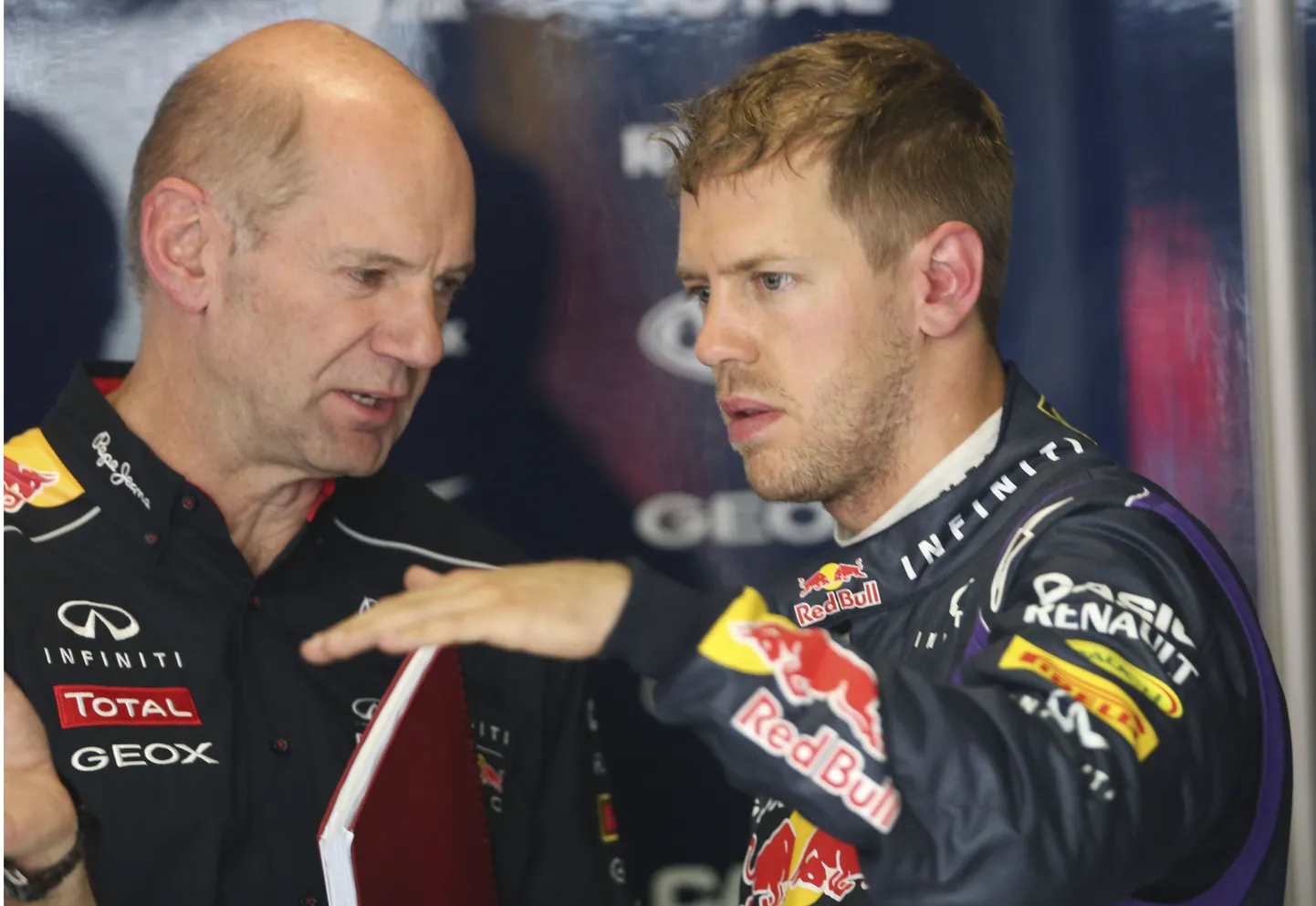 Adrian Newey (vasakul) ja Sebastian Vettel.