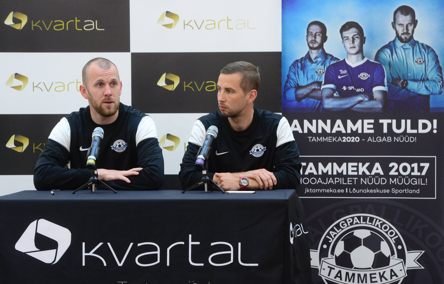 Kevadise karikafinaali eel jagasid Mario Hansi (paremal) ja Kaido Koppel võrdsete peatreeneritena kommentaare, uuel hooajal on pealikuks Koppel üksi. Hansist saab Tammeka noortetöö juht.