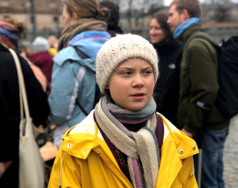 Greta Thunberg 8. märtsil 2019 Stockholmis parlamendi juures toimunud kliimastreigil