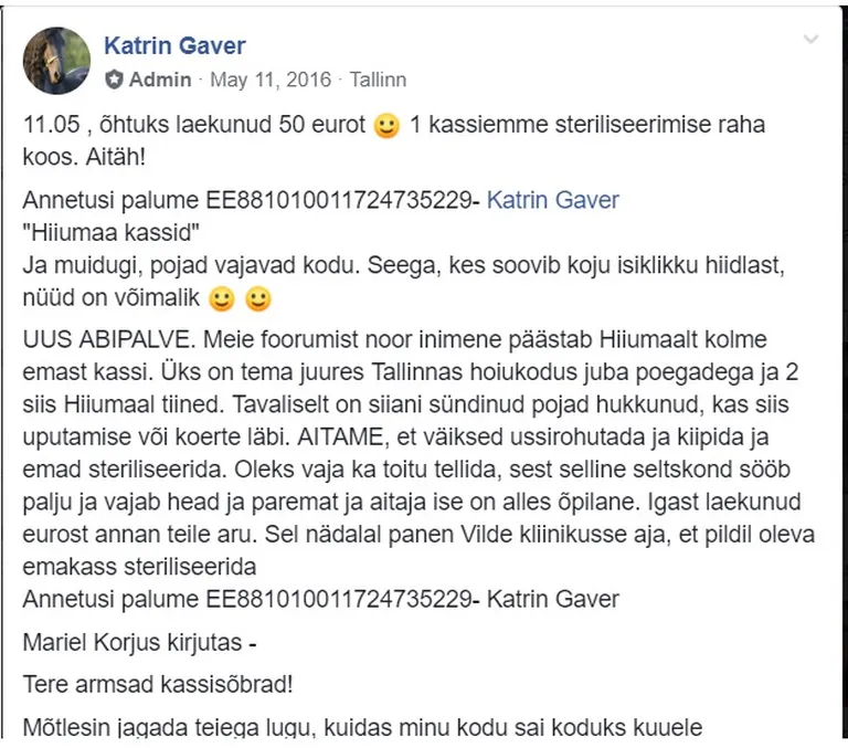 Katrin Gaver ja annetused