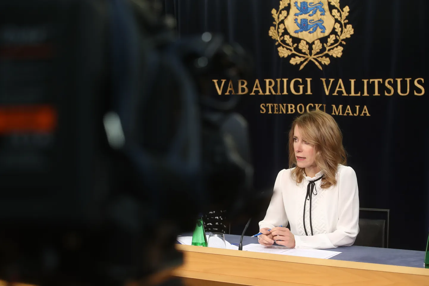 Кая Каллас на пресс-конференции правительства.