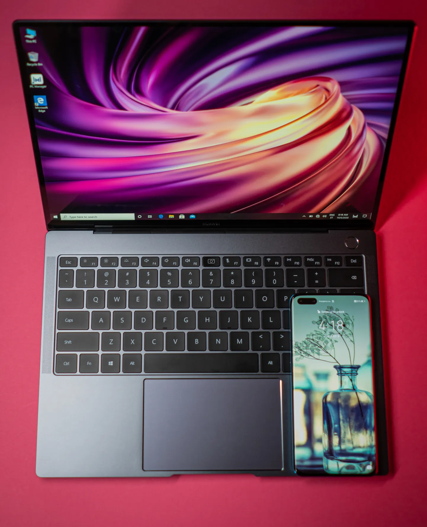 Huawei MateBook X Pro ja Huawei P40 Pro telefon on parimad sõbrad.