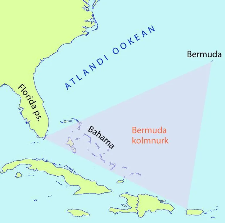Kaart, mis kujutab Bermuda kolmnurka / wikipedia.org