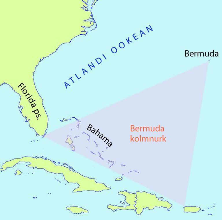 Kaart, mis kujutab Bermuda kolmnurka / wikipedia.org