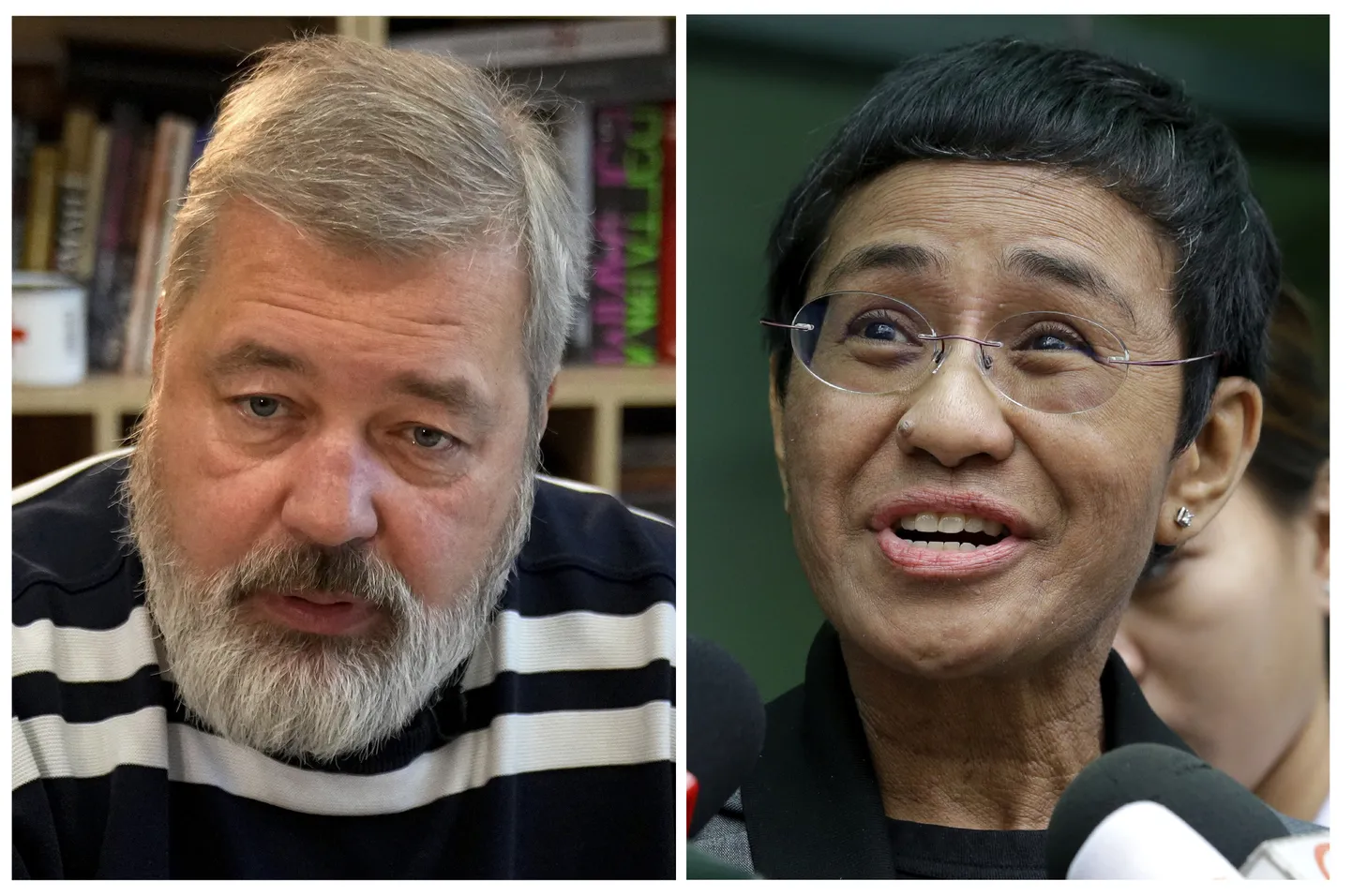Tänavused Nobeli rahupreemia laureaadid Maria Ressa (paremal) ja Dmitri Muratov,