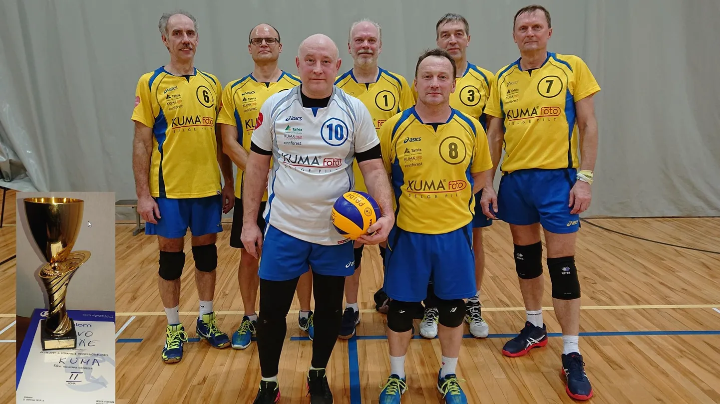 Kuma meeskond koosseisus Uno Lukas (taga vasakult), Hannes Reino-Alberi, Viljo Jüristo, Annes Sapp, Taivo Kivimäe, Jaanus Gildemann (eest vasakult) ja Mait Kohk.