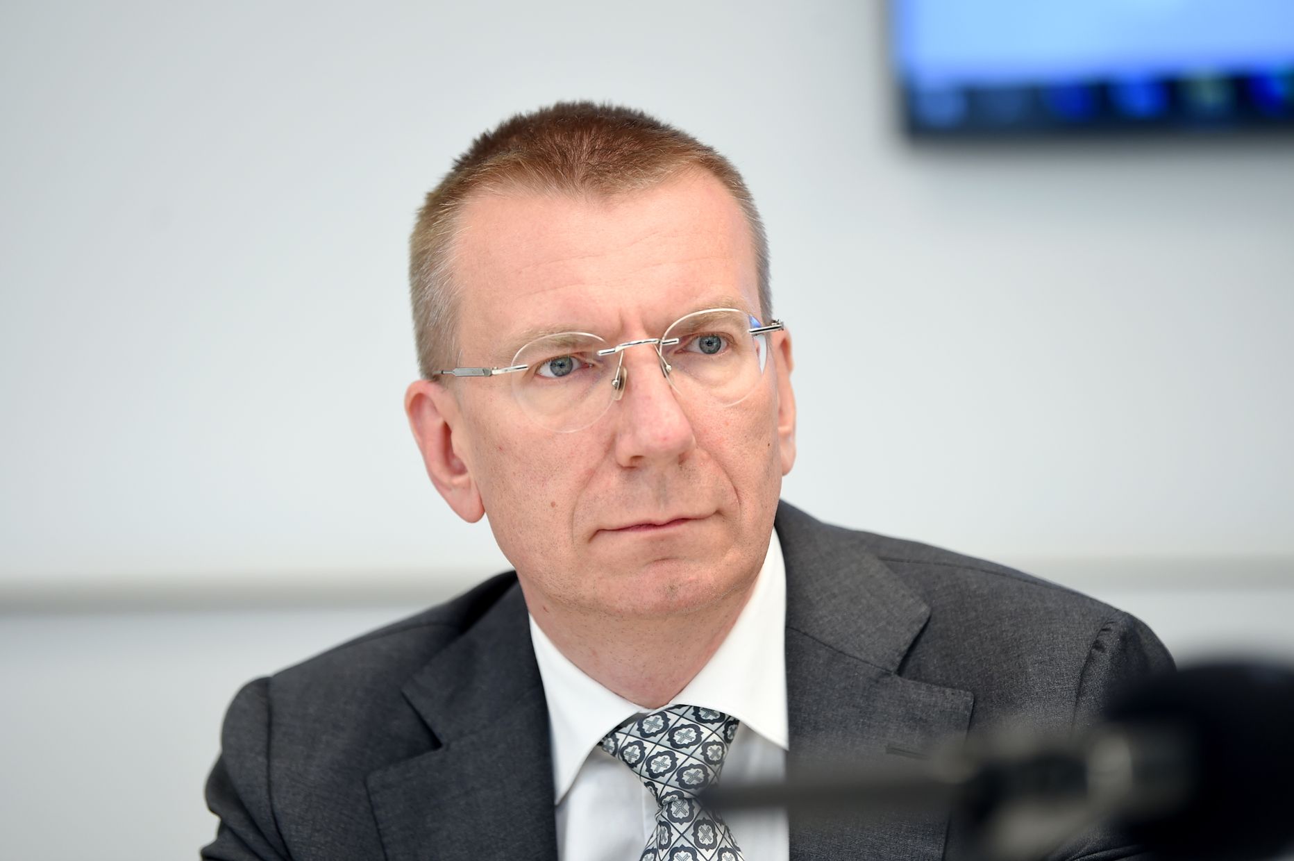 Partiju apvienības "Jaunā vienotība" Valsts prezidenta amata kandidāts, ārlietu ministrs Edgars Rinkēvičs.