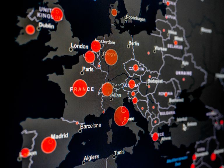 Koroonaviiruse kolded Euroopas. Pilt on illustreeriv