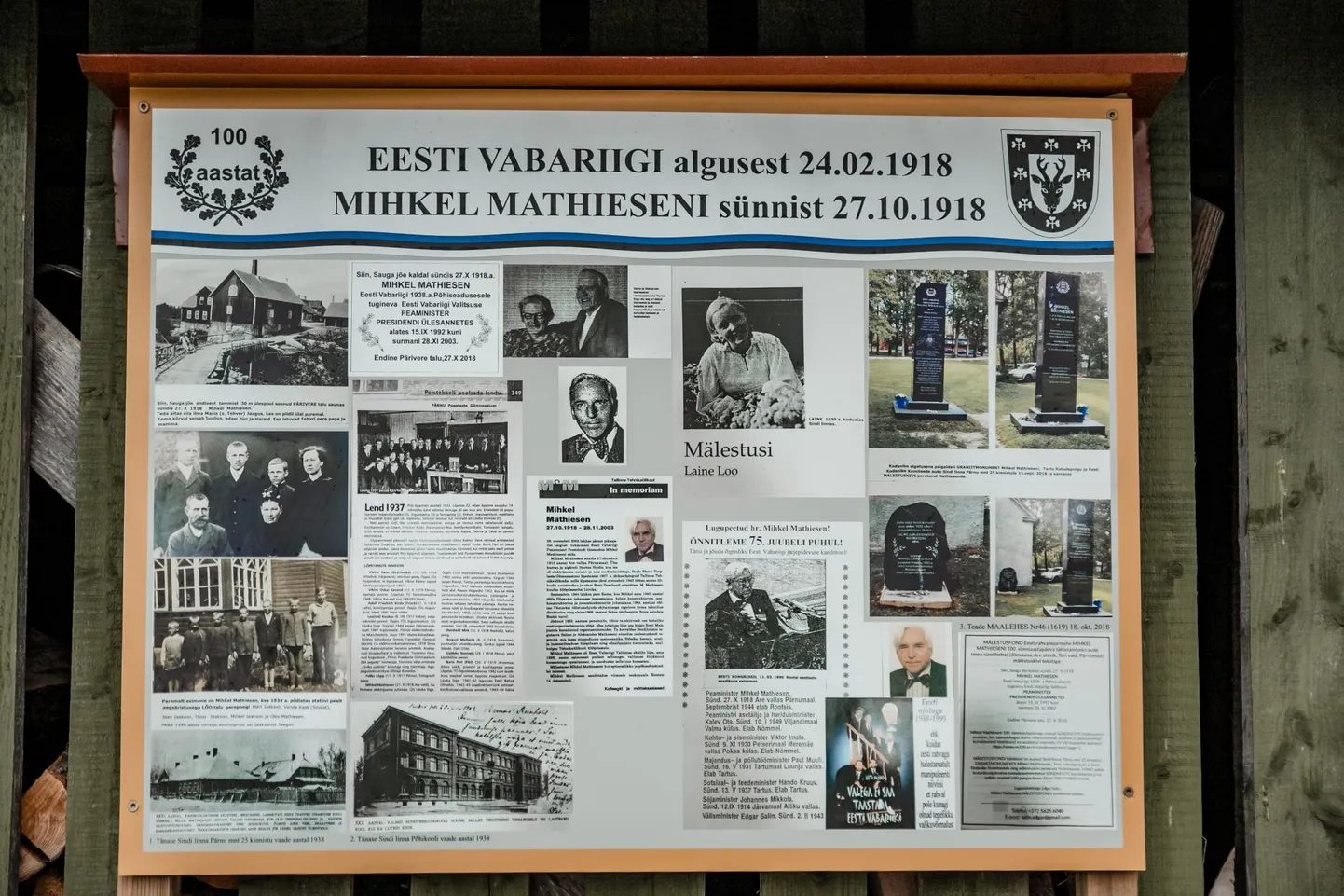 Mihkel Mathieseni elule ja tegevusele pühendatud stend.