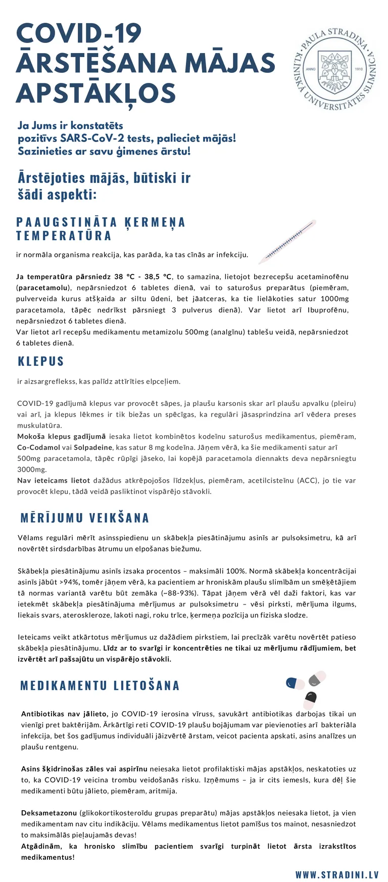 Covid-19 ārstēšana mājas apstākļos.