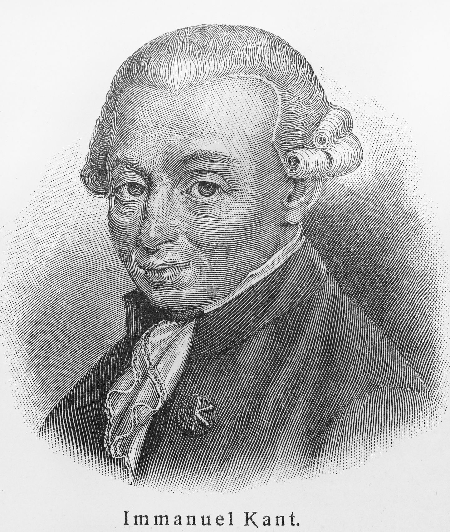 Vācu filozofa Imanuela Kanta portrets gravīrā Meijera leksikonā.