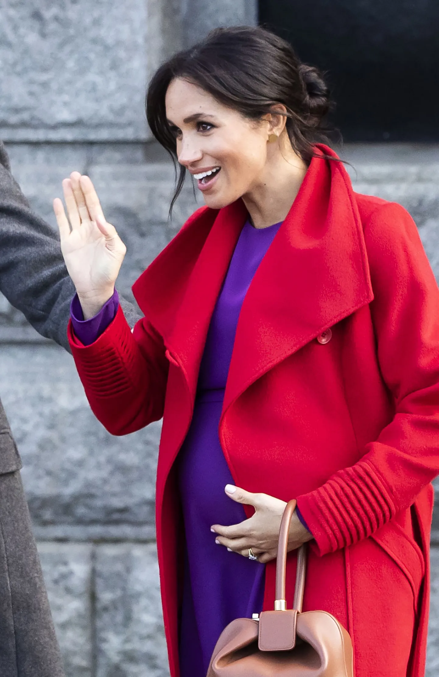 Sussexi hertsoginna Meghan 14. jaanuaril Inglismaal Birkenheadis. Kehakeele eksperdi teatel naudib Meghan oma rasedust