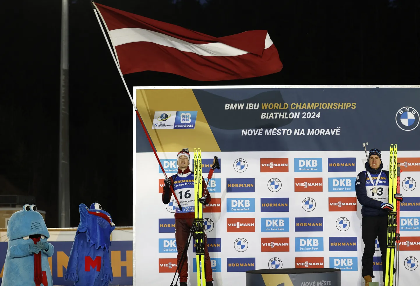 Hõbemedali võitnud Läti laskesuusataja Andrejs Rastorgujevs.