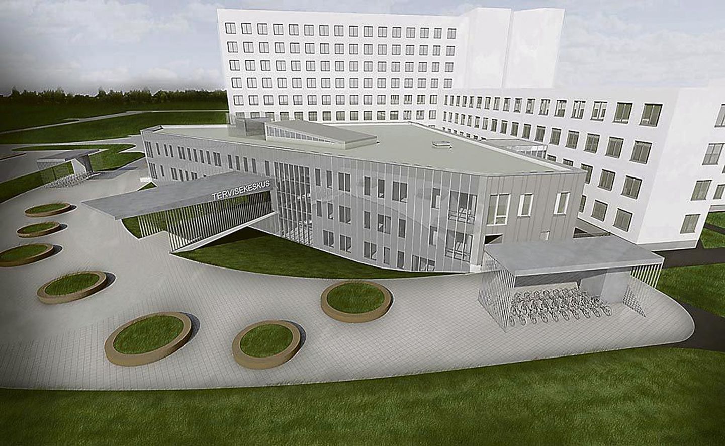 Pärnu haigla juurdeehitusena valmiva tervisekeskuse üks korrus ­rajatakse allapoole maapinda, et hoone ei ­varjaks põhiosa aknaid.