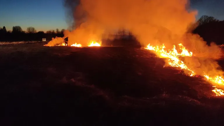 Võiste alevikus Allika tänava piirkonnas põles eile õhtul kulu ligemale hektarilisel alal.