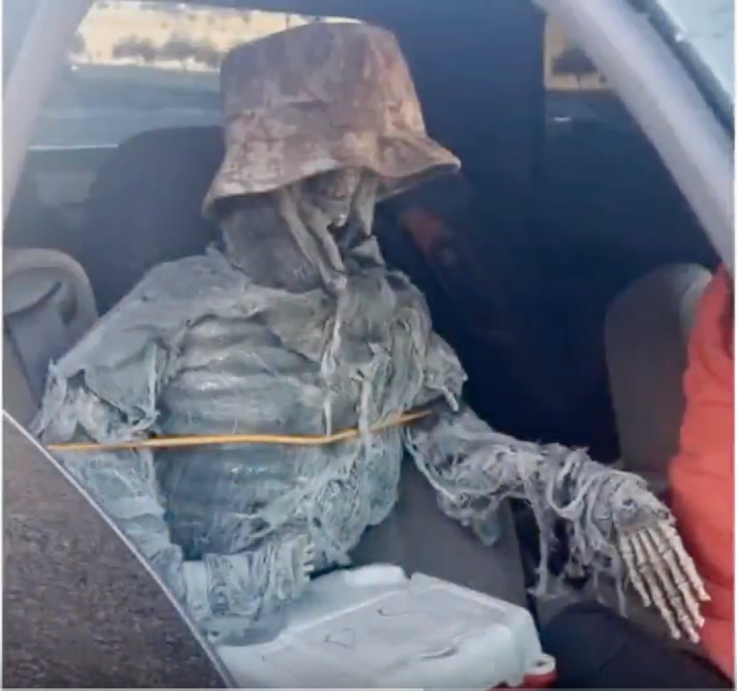 Arizona politsei avastas ühissõidurajal sõitnud autost plastikust luukere, mis oli kaasreisijaks maskeeritud.