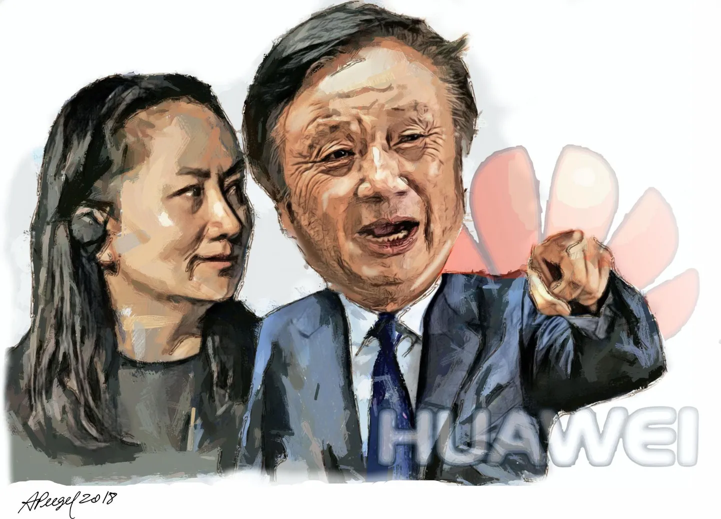 Meng Wanzhou ja Reng Zhengfei.