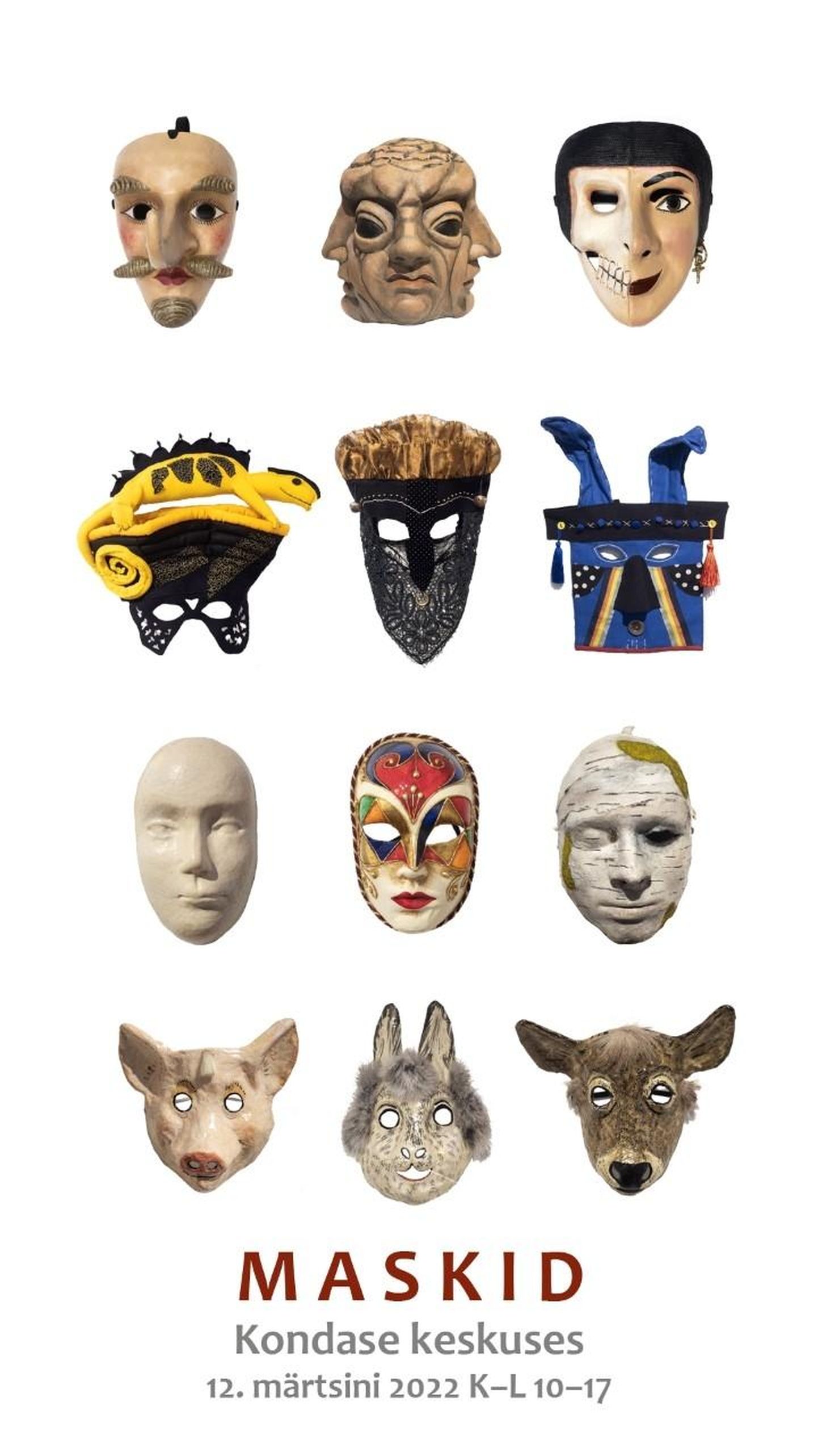 Kondase keskus näitab mitmesuguseid maske.