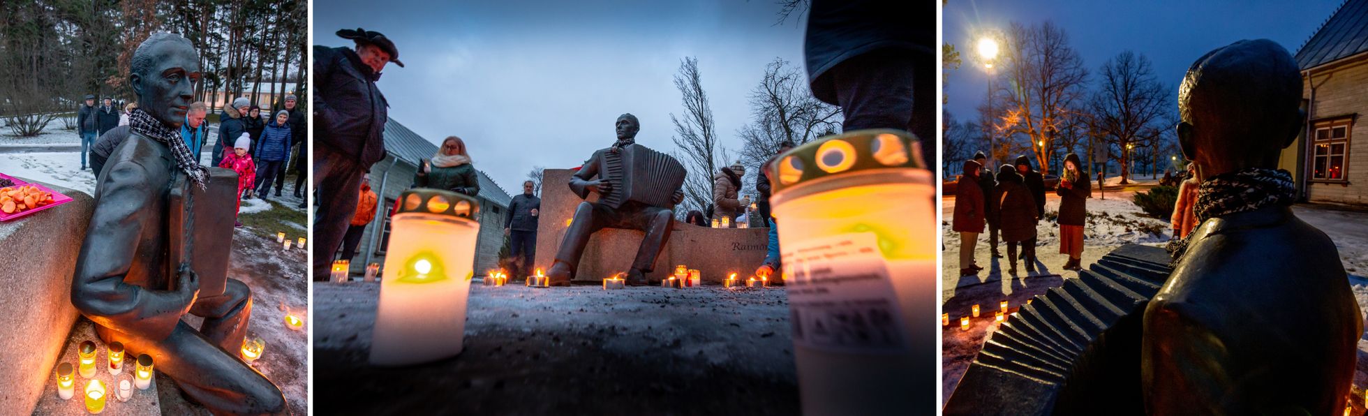 В последний день года жители Пярну собрались возле памятника Раймонду Валгре, чтобы почтить память легендарного композитора в годовщину его смерти.