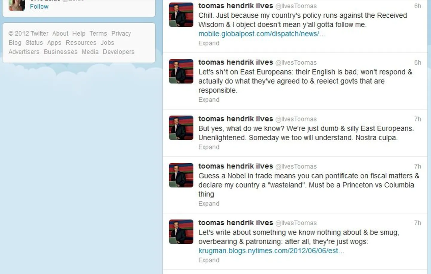 Toomas Hendrik Ilvese Twitter