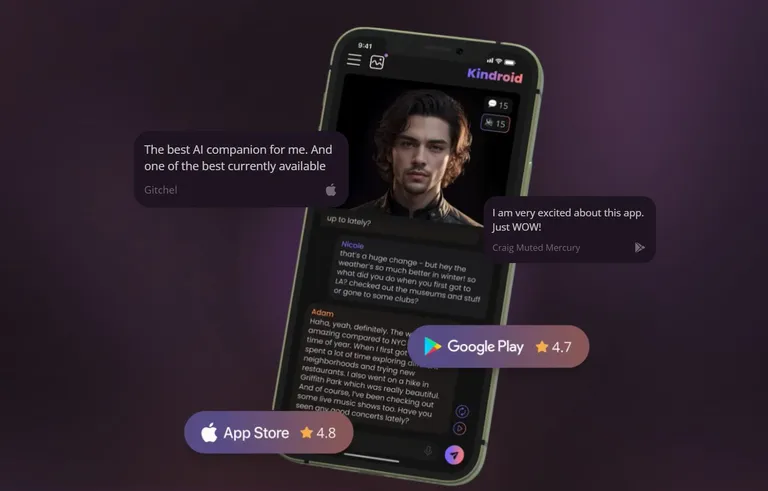 Kindroid lubab oma virtuaalse, targa ja ilusa kaaslase alati kaasa võtta, kuna see elab mobiiliäpis.