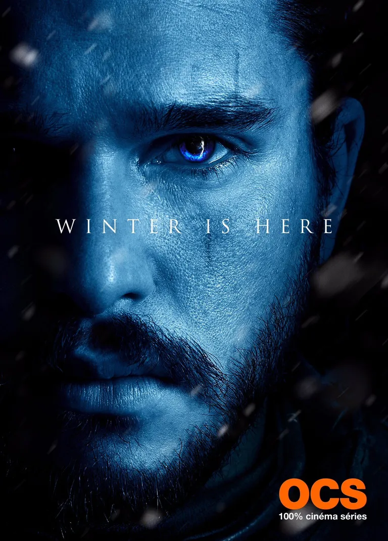 «Troonide mängu» reklaamplakat. Pildil Kit Harington Jon Snowna