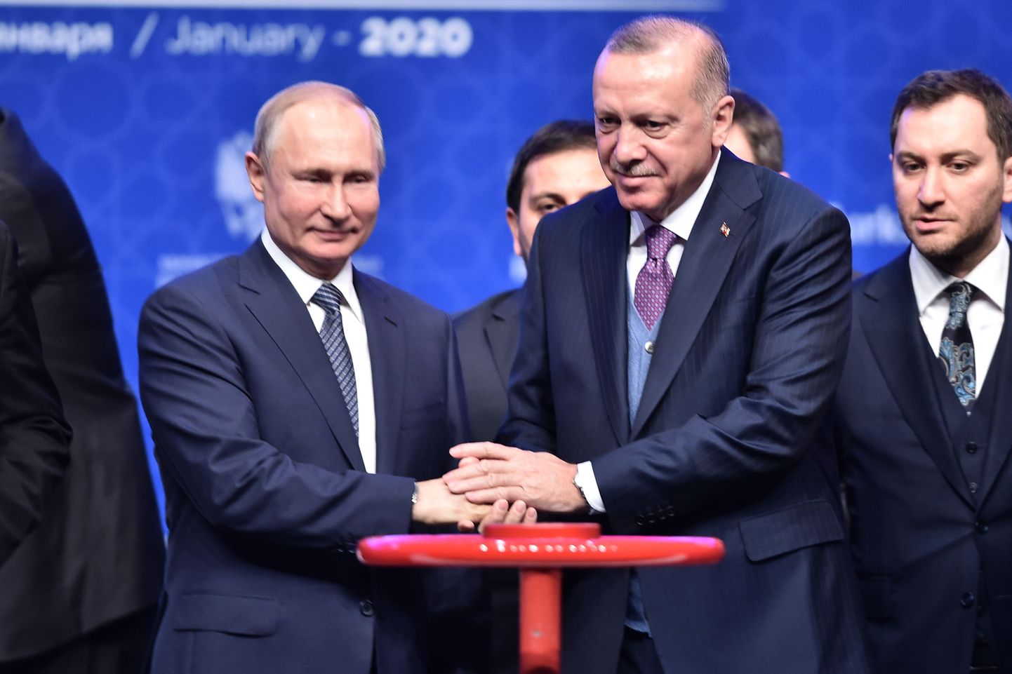 Türgi president Recep Tayyip Erdogan ja Vene president Vladimir Putin torujuhtme TurkStream avamisel 2020. aasta jaanuaris Istanbulis.