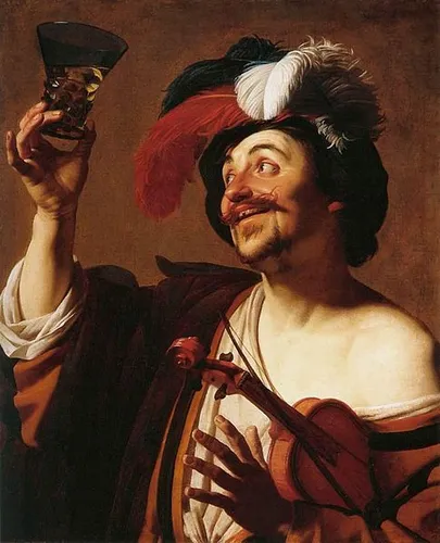 Geragrd van Honthorst «Õnnelik viiuldaja veiniga»
