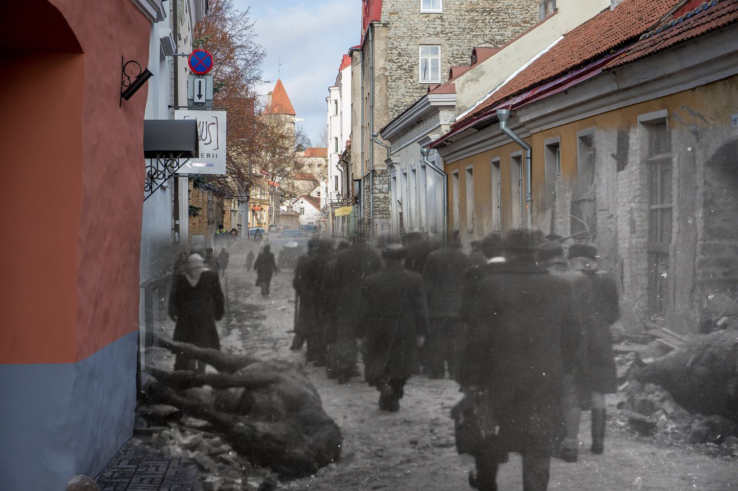 Tallinn was  in a downpour of Soviet bombs in 1944.