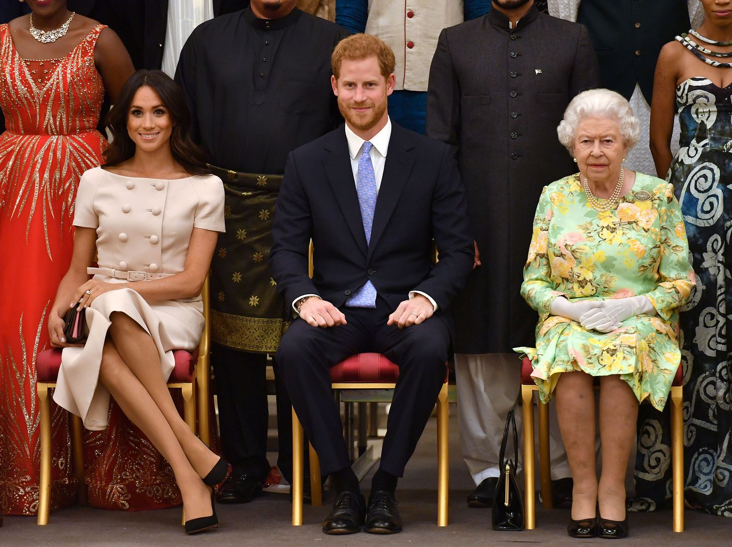 Meghan Markle, prints Harry ja kuninganna Elizabeth II. Juuni 2018.